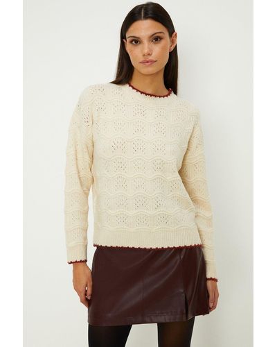 Oasis Wool Mix Pretty Pointelle Jumper - Natural