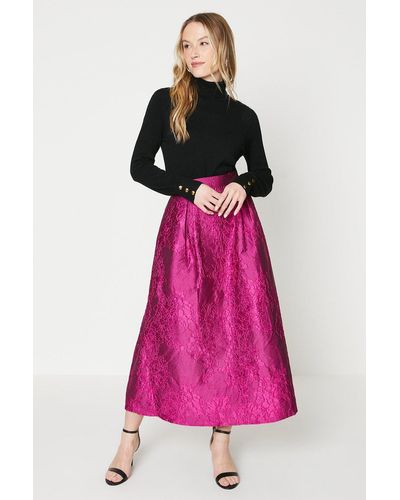 Oasis Premium Jacquard Maxi Skirt - Pink