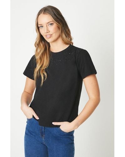 Oasis Cutwork Detail T-shirt - Black