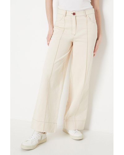 Oasis Twill Front Seam Straight Leg Trousers - White