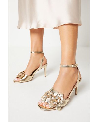 Oasis Giselle Corsage Detail Stiletto Heeled Sandals - Metallic