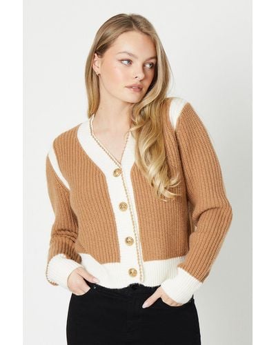 Oasis Contrast Trim Cardigan - Natural