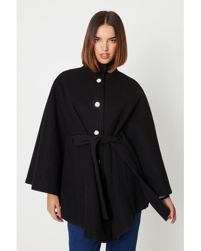 Oasis Belted Wool Look Cape - Black