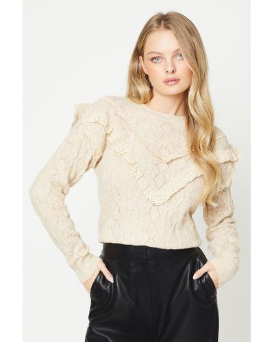 Oasis Cable And Lace Detail Jumper - Natural