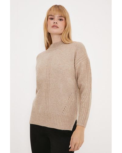 Oasis Cosy Rib Detail Funnel Neck Jumper - Natural