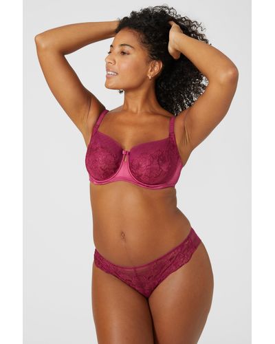 Oasis Gorgeous Heritage Bloom Non Pad Balcony Bra - Red