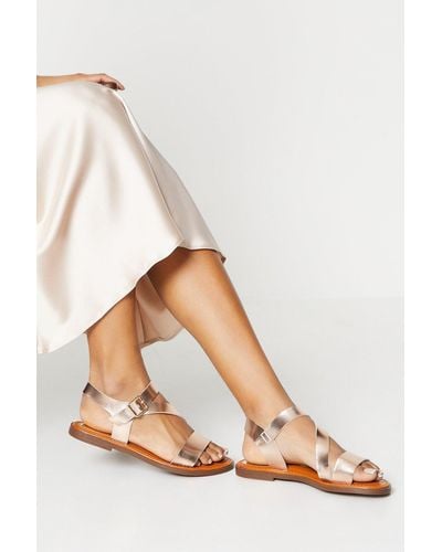 Oasis Layel Asymmetric Flat Sandals - Natural