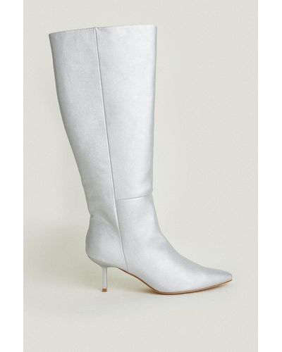 Oasis Knee High Stiletto Boot - White