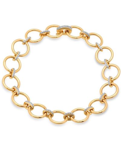 Eriness 14k Yellow Gold Loop Bracelet With Diamond Interlocking Links - Metallic