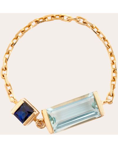 Yi Collection Aquamarine And Sapphire Chain Ring - Blue
