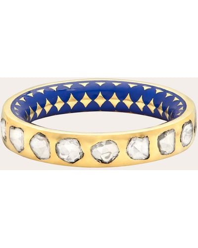 Amrapali Kundan Diamond & 18k Enamel Ring - Blue