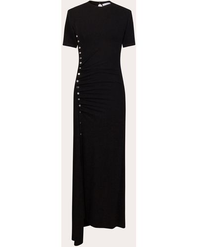 Rabanne Asymmetric Ruched Maxi Dress - Black