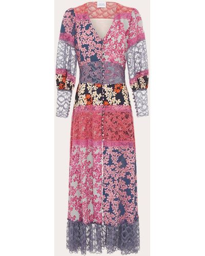 Hayley Menzies Hayley Zies Lace-panel Silk Dress - Pink