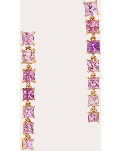 Yi Collection Sapphire Cascade Drop Earrings - Pink