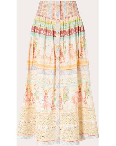 Hayley Menzies Hayley Zies Lace-insert Gathered Maxi Skirt - Natural