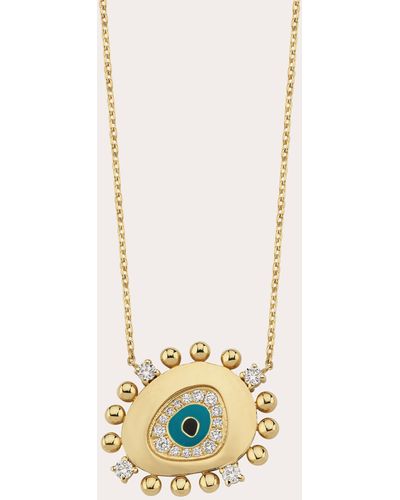 Charms Company Diamond Evil Eye Pendant Necklace - White