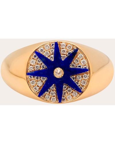 Colette Blue Starburst Diamond Signet Ring