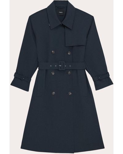 Theory Double-breasted Trench Coat - Blue