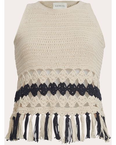 Eleven Six Marie Crocheted Fringe Tank Top - Natural