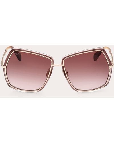 Max Mara Shiny Rose Gold & Brown Gradient Geometric Sunglasses - Pink
