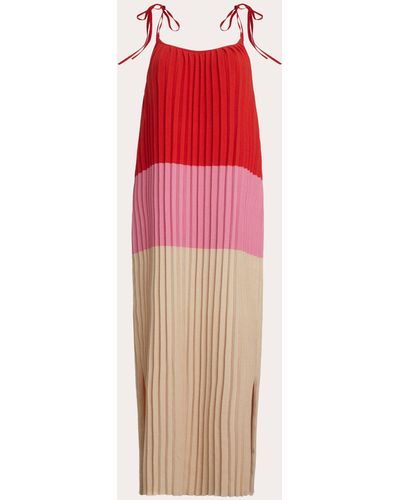 Eleven Six Simone Pleated Color Block Midi Dress - Red