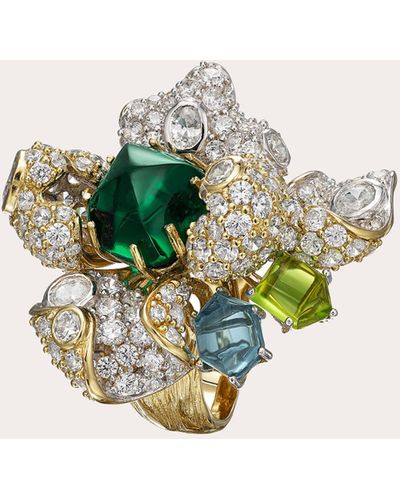 Anabela Chan Emerald Blossom Ring - Green