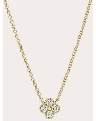 Zoe Lev Large Diamond Clover Pendant Necklace - Natural