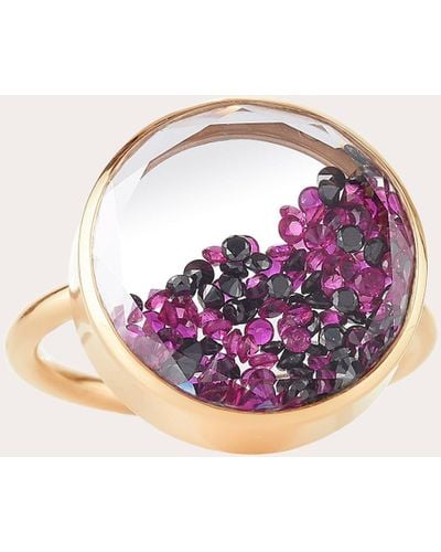 Moritz Glik Black Diamond & Ruby Core 15 Ring 18k Gold - Pink