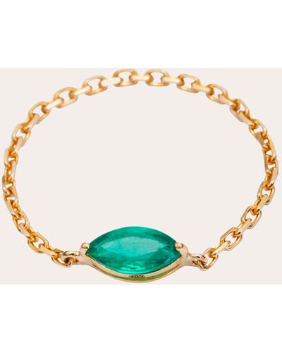 Yi Collection Emerald Petite Marquise Chain Ring Cotton - Blue