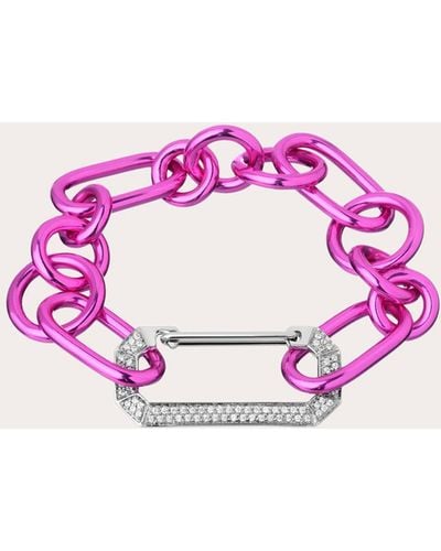 Eera Metallic Fuchsia Lucy Chain Link Bracelet 18k Gold - Pink
