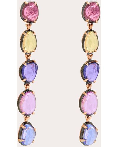 Amrapali Multicolor Sapphire & 18k Rose Gold Blossom Earrings - Pink