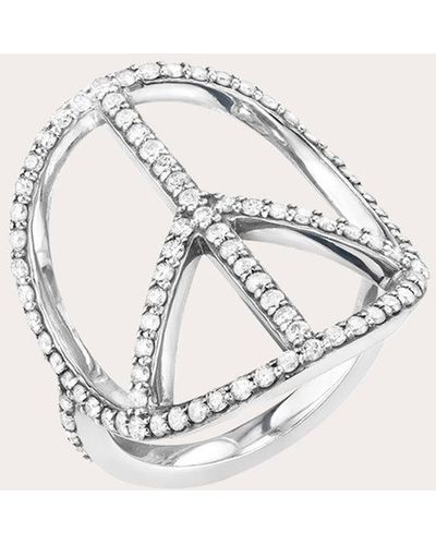 Sheryl Lowe Peace Sign Pavé Diamond Ring - Metallic