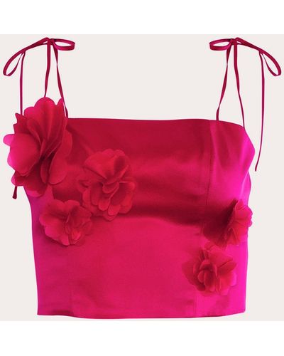 Estefania Marigold Silk Crop Top - Pink