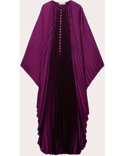 SemSem Crystal Plissé Satin Gown - Purple
