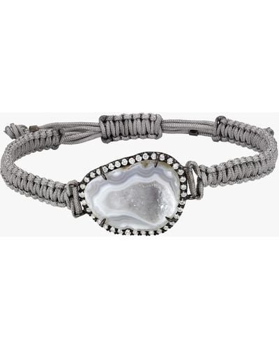 Kimberly Mcdonald Geode & Diamond Macrame Bracelet - Gray