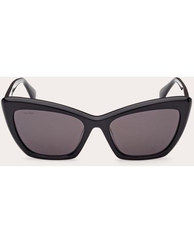 Max Mara Shiny Black & Smoke Cat-eye Sunglasses - Brown