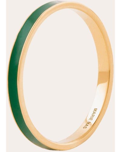 Marie Mas Unisex 18k Yellow Gold & Lacquer I Ring - Green