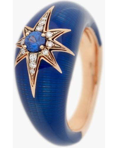 Selim Mouzannar Diamonds & Sapphire Signet Ring - Blue