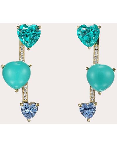Anabela Chan Turquoise Heart Pendulum Earrings 18k Gold - Blue