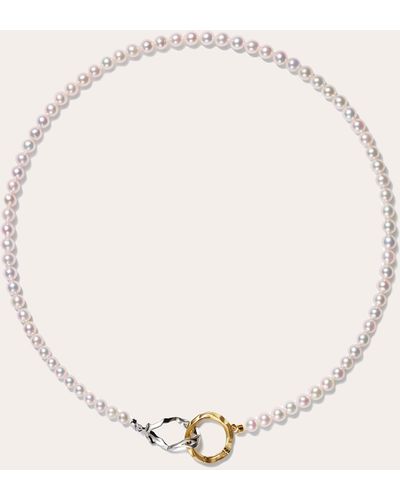 Milamore Akoya Pearl Kintsugi Infinity Necklace 8k Gold - Natural