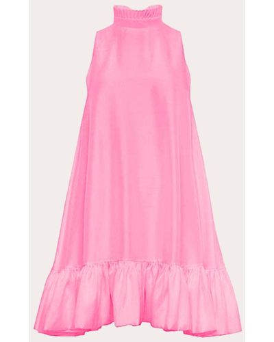 Azeeza Alcott Raw Silk Mini Dress - Pink