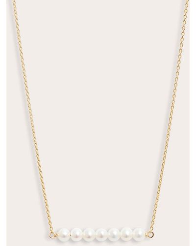 POPPY FINCH Linear Pearl Pendant Necklace - Natural