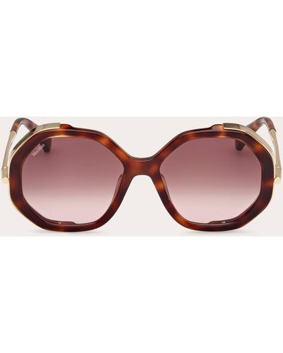 Max Mara Dark Havana Liz Geometric Sunglasses - Brown