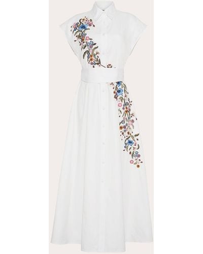 Adam Lippes Dejeuner Embroidered Poplin Shirt Dress - White