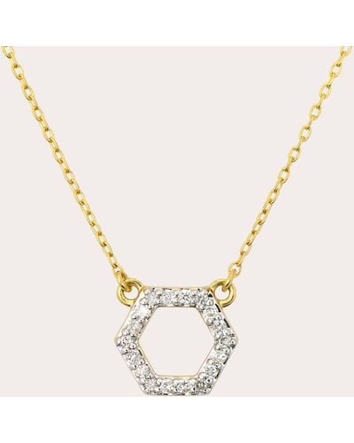 Jude Frances Petite Hexagon Diamond Pendant Necklace - Natural