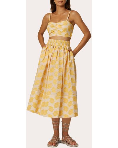 Santicler Sofia Floral Jacquard Full Skirt - Yellow