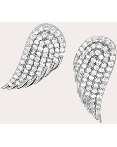 Sheryl Lowe Diamond Angel Wing Stud Earrings - White