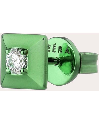 Eera Metallic Mini Pavé Stud Earring - Green