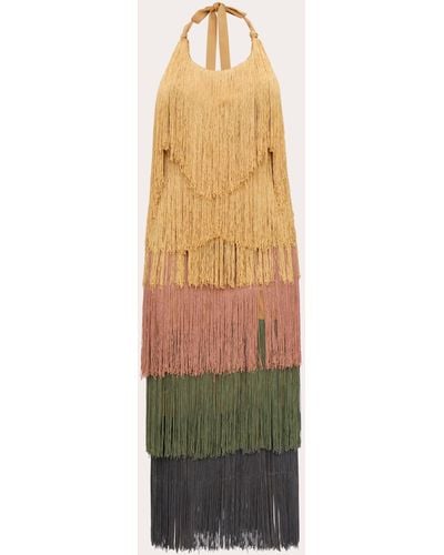 Andrea Iyamah Neme Fringe Midi Dress Polyester - Multicolor