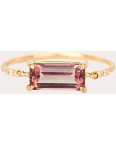 Yi Collection Tourmaline & Diamond Petite Circle Ring - Pink